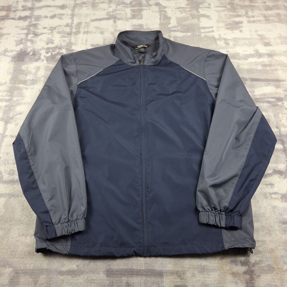 Core 365 North End Mens L Windbreaker Jacket Blue Gray Colorblock Full Zip Large